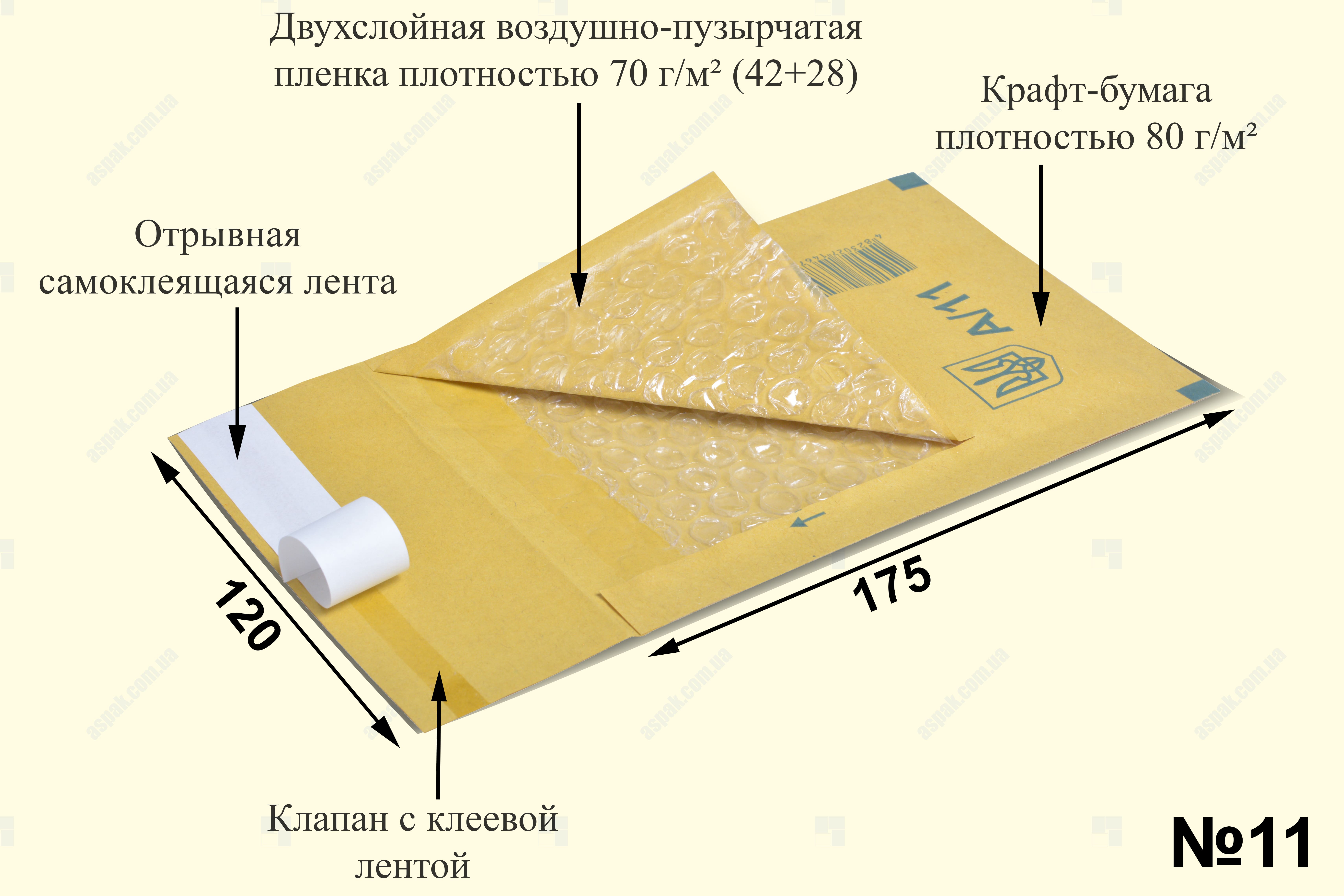 Бандерольный конверт 120×175 мм A/11 - техническая информация